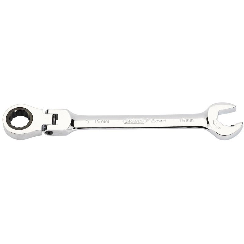 Draper 06860 Metric Combination Spanner with Flexible Head and Double Ratcheting Features 15mm