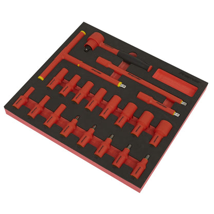 Sealey TBTE02 Insulated Socket Set with Tool Tray 20pc 3/8"Sq Drive 6pt WallDrive® VDE Approved