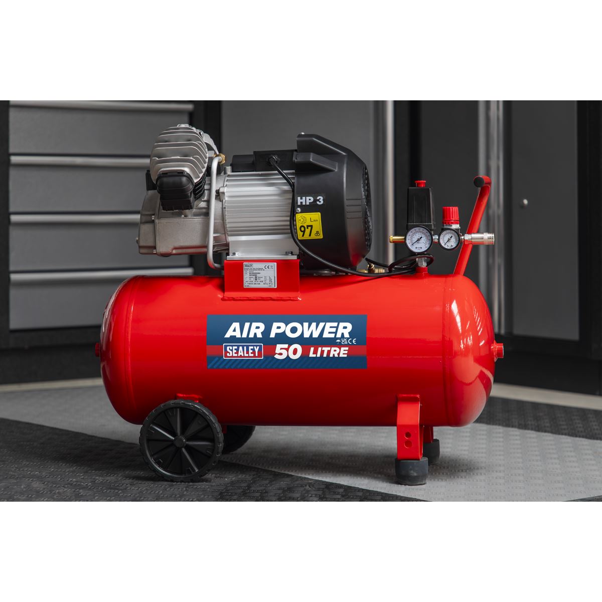 Sealey SAC05030 Air Compressor 50L V-Twin Direct Drive 3hp