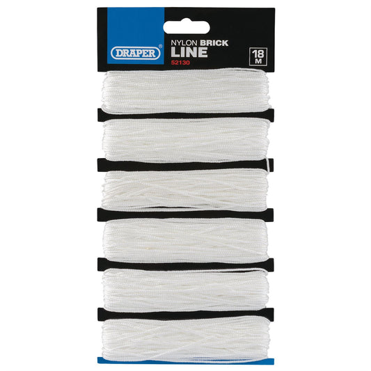 Draper 52130 Nylon Brick Line 18m White Pack of 6