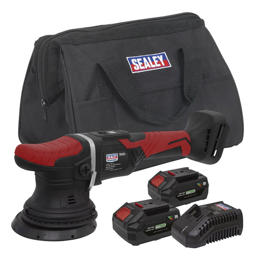 Sealey CP20VOPKIT2 Cordless Orbital Polisher Kit 20V 4Ah SV20 Series Ø125mm - 2 Batteries