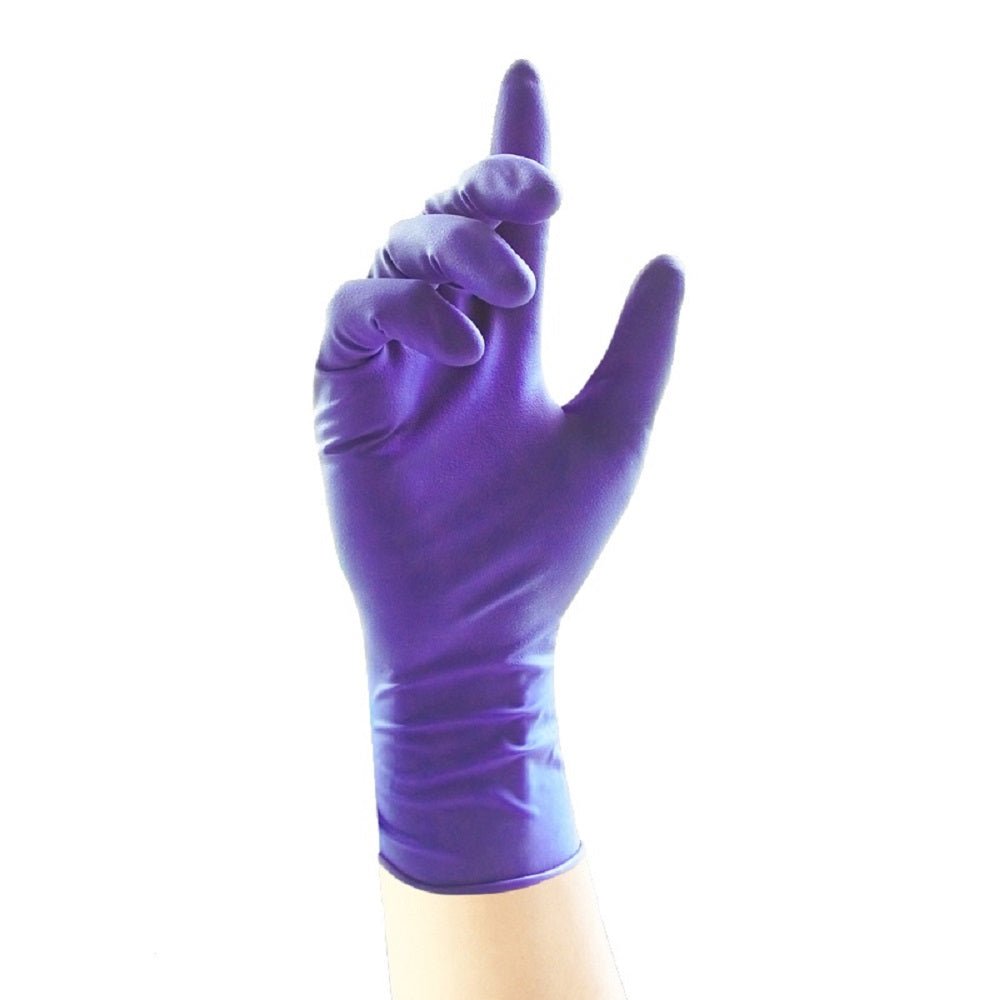 Box 100 Stronghold+ Long Cuff Unigloves Purple Nitrile Heavyweight Disposable Gloves GM007