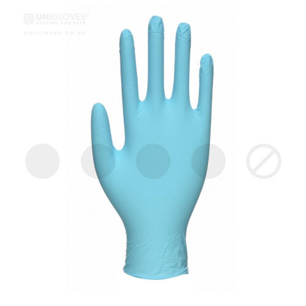 Box 100 Unigloves Flex Blue Nitrile Ultra Light Disposable Gloves GS021