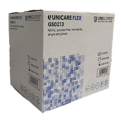 Box 100 Unigloves Flex Blue Nitrile Ultra Light Disposable Gloves GS021