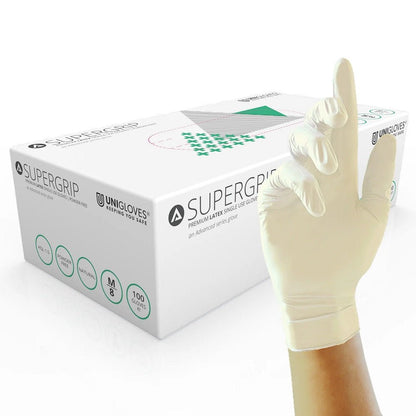 Box 100 Unigloves Super Grip Premium Latex Disposable Gloves GM002