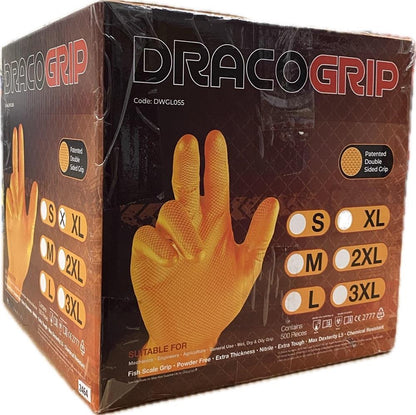 Box 50 Draco Grip Exta Thick 6mil Orange Nitrile Disposable Gloves