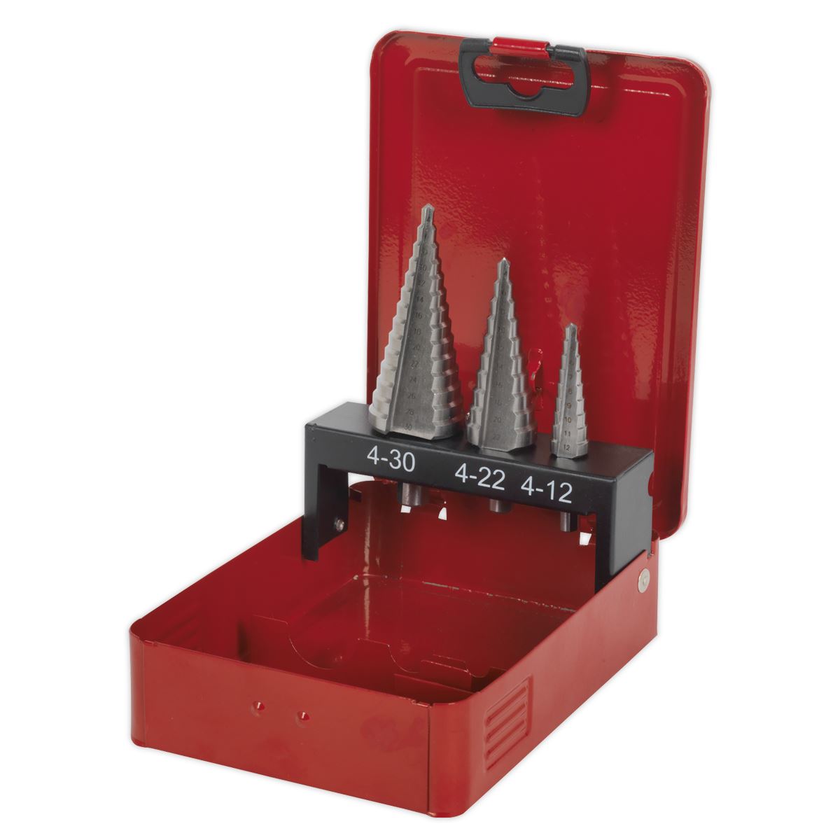 Sealey AK4733 HSS M2 Step Drill Bit Set 3pc Double Flute