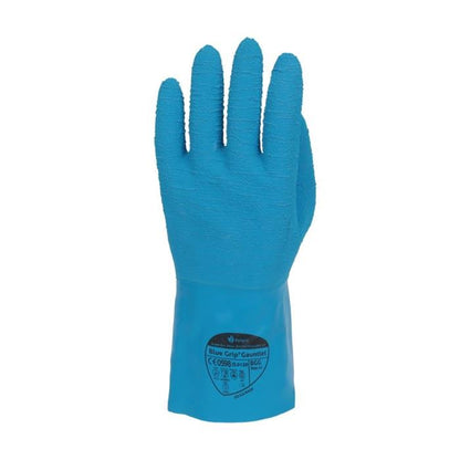 Polyco BGG Blue Grip Crinkle Latex Cold Heat Contact Gauntlet Gloves