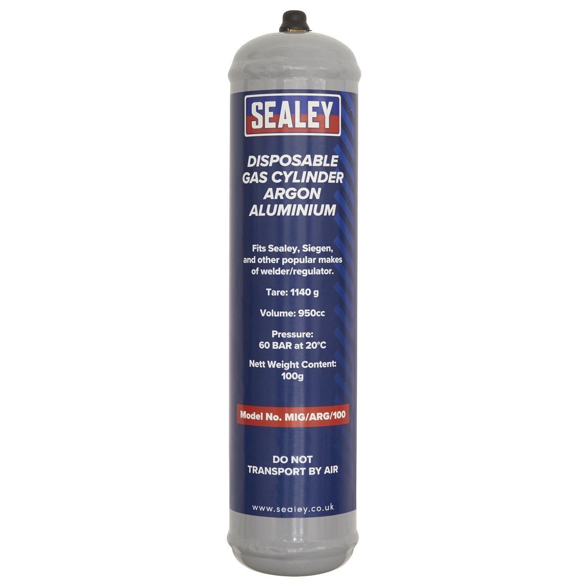 Sealey MIG/ARG/100/12 Gas Cylinder Disposable Argon 100g - Box of 12