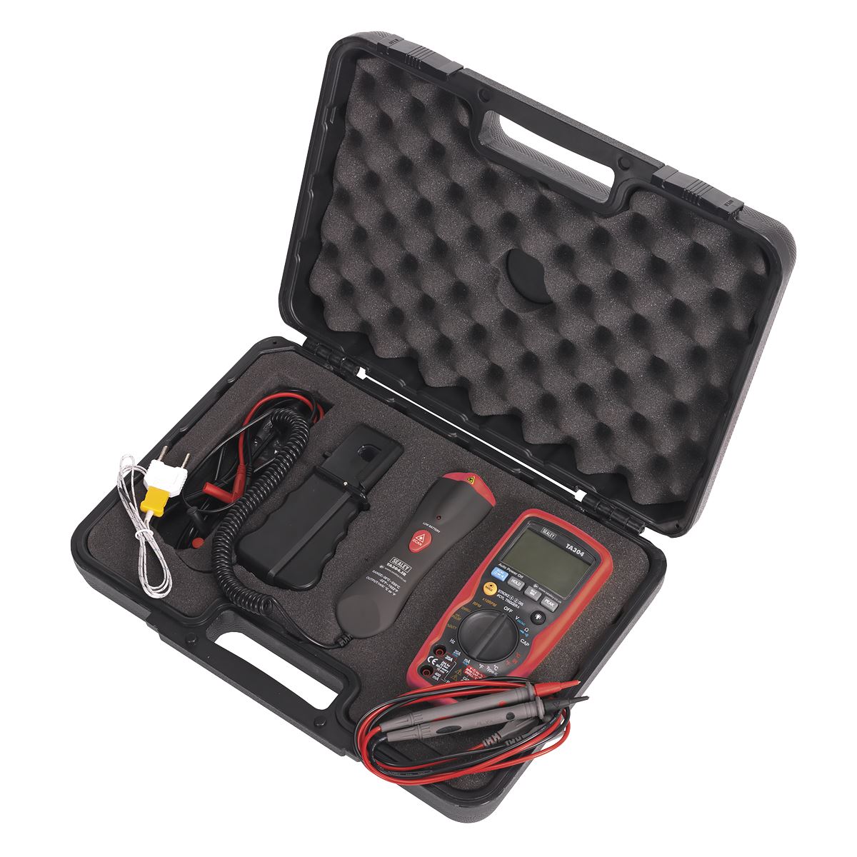 Sealey TA304 Digital Automotive Analyser 15-Function with Inductive Coupler/Infrared Temperature Probe