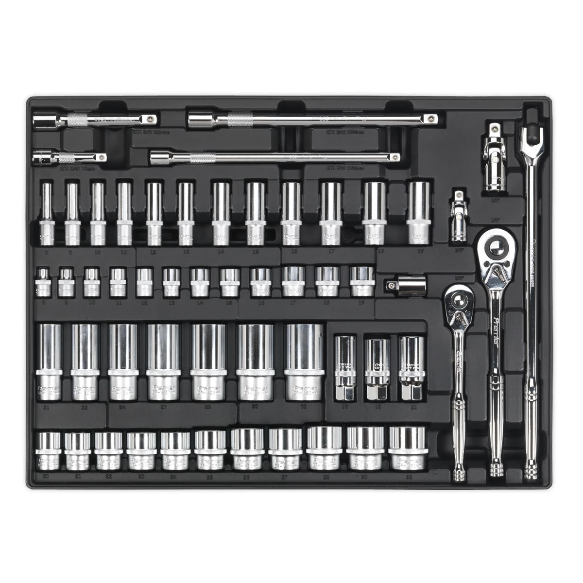 Sealey TBT31 Tool Tray with Socket Set 55pc 3/8" & 1/2"Sq Drive