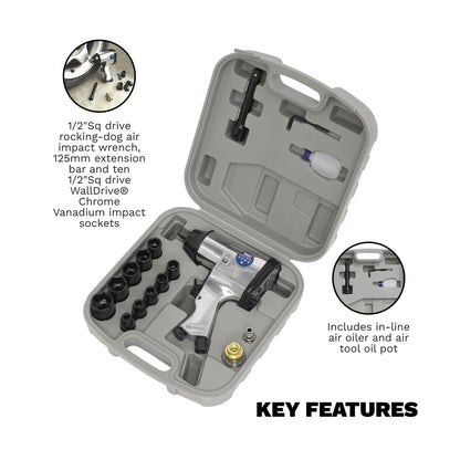 Sealey SA2/TS Air Impact Wrench Kit with Sockets 1/2"Sq Drive