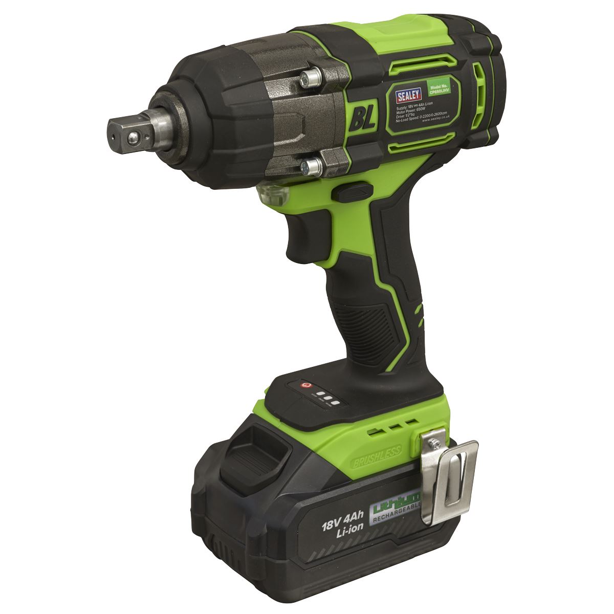 Sealey CP650LIHV Cordless Impact Wrench 18V 4Ah Lithium-ion 1/2"Sq Drive