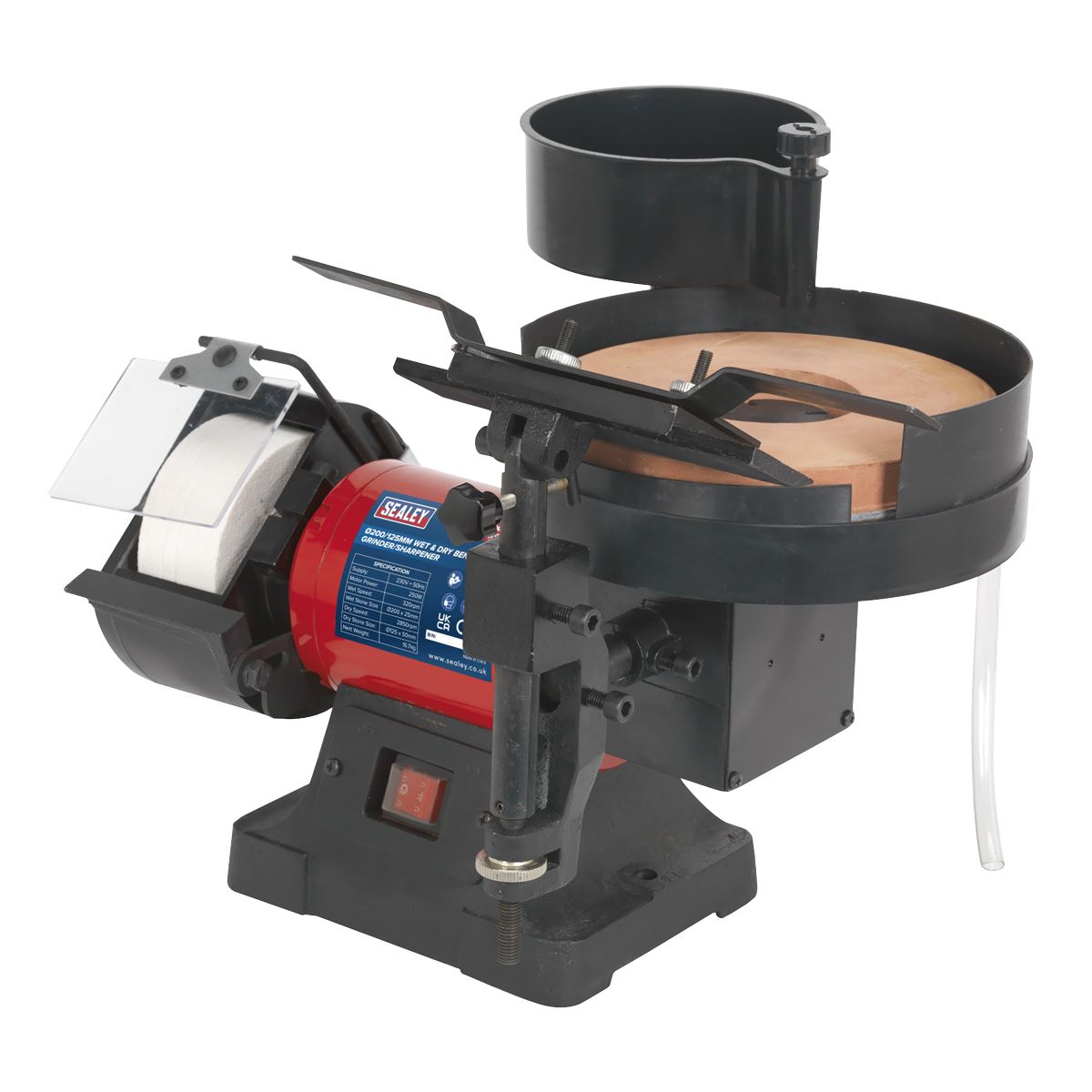 Sealey SMS2107 Bench Grinder/Sharpener Wet & Dry Ø200/125mm 250W/230V