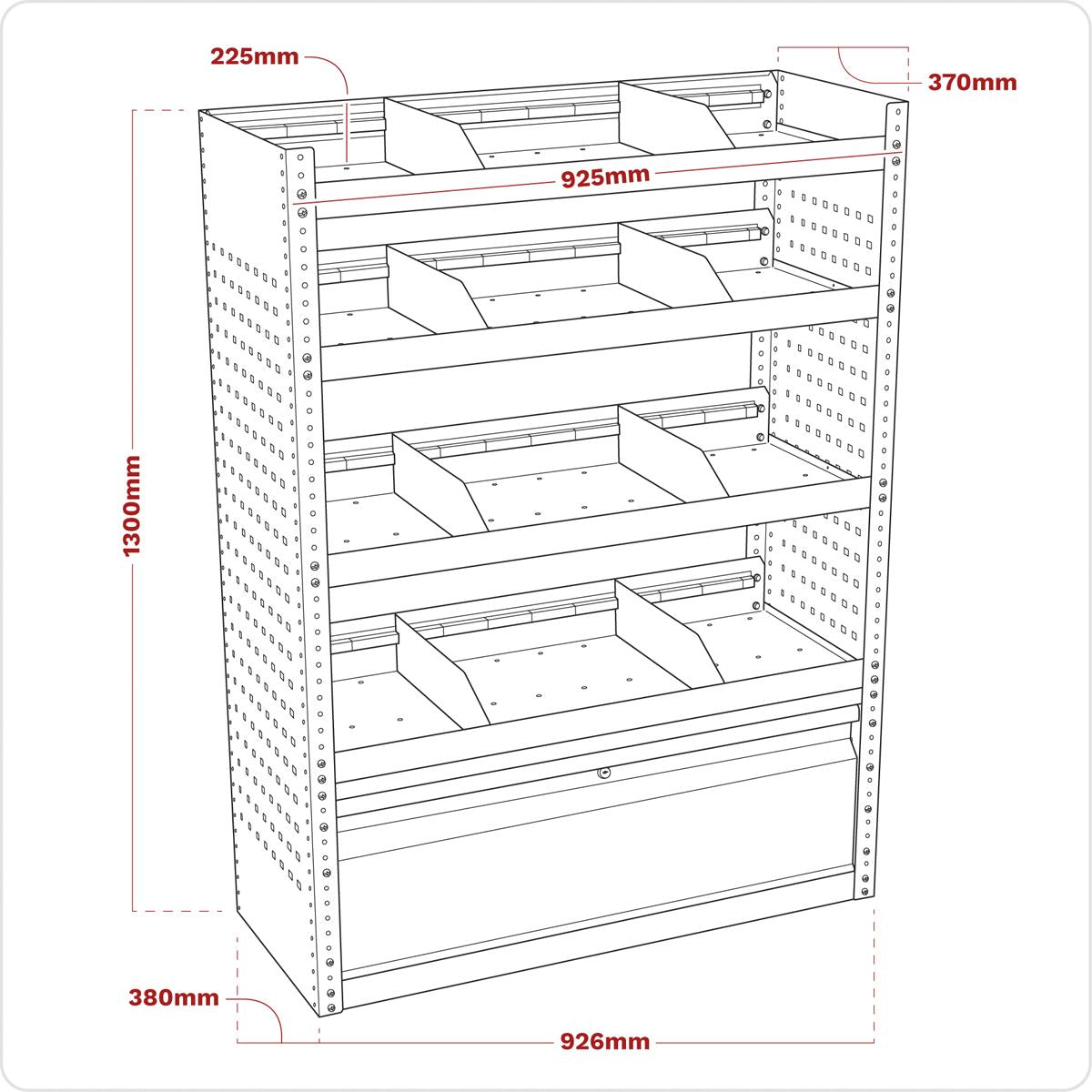 Sealey APMSVCOMBO1 Modular Flat Shelf Van Storage System