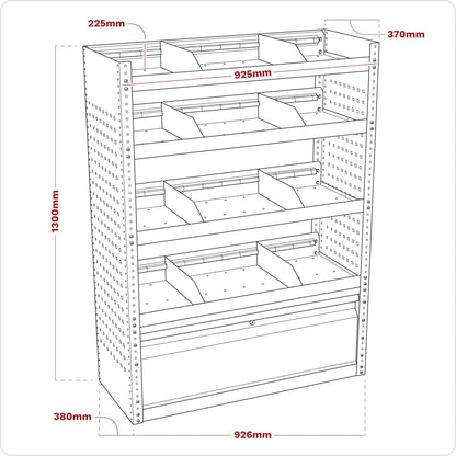 Sealey APMSVCOMBO1 Modular Flat Shelf Van Storage System