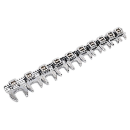 Sealey AK5989 Crow's Foot Open-End Spanner Set 10pc 3/8"Sq Drive Metric