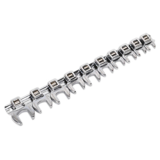 Sealey AK5989 Crow's Foot Open-End Spanner Set 10pc 3/8"Sq Drive Metric