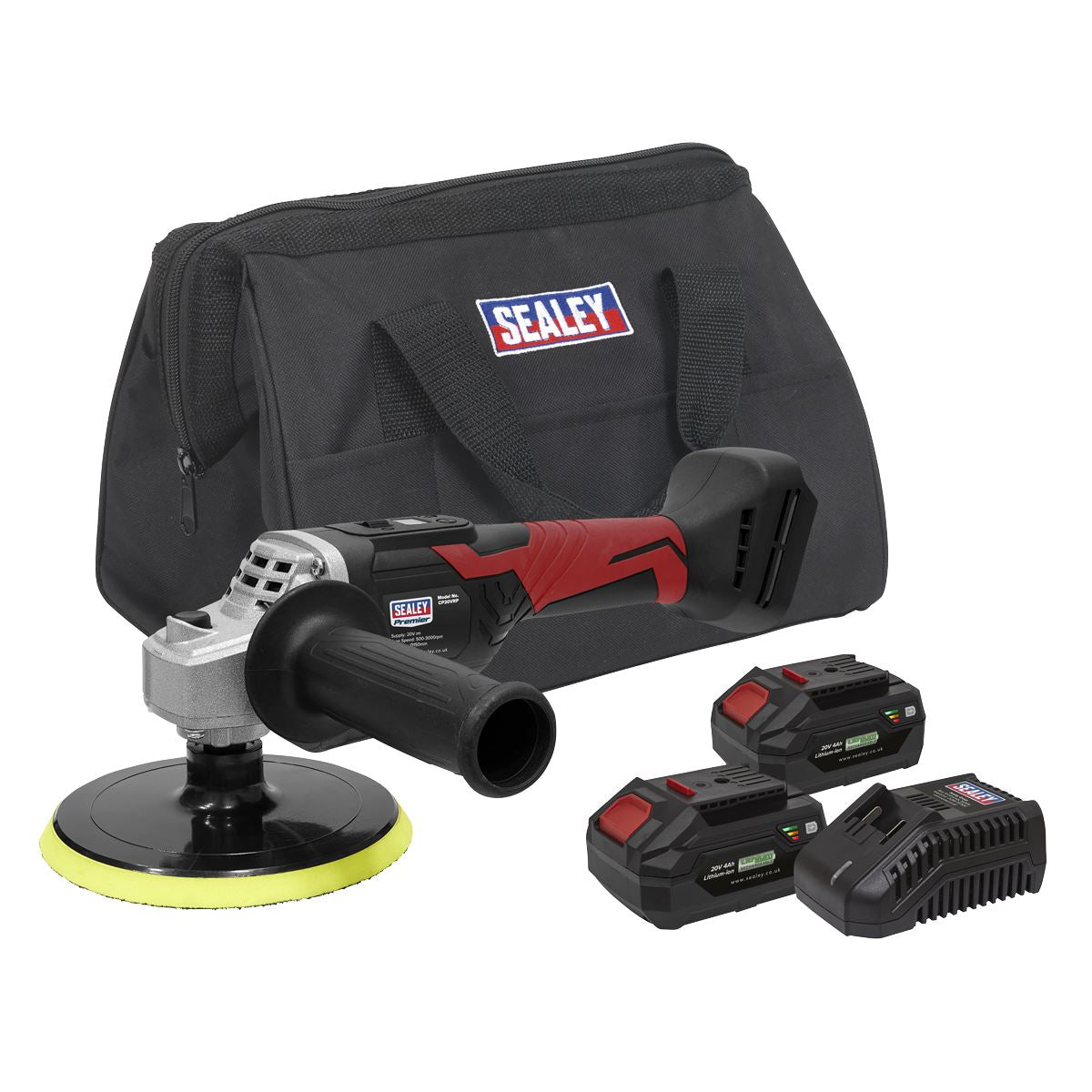 Sealey CP20VRPKIT2 Cordless Rotary Polisher Kit 20V 4Ah SV20 Series Ø150mm - 2 Batteries