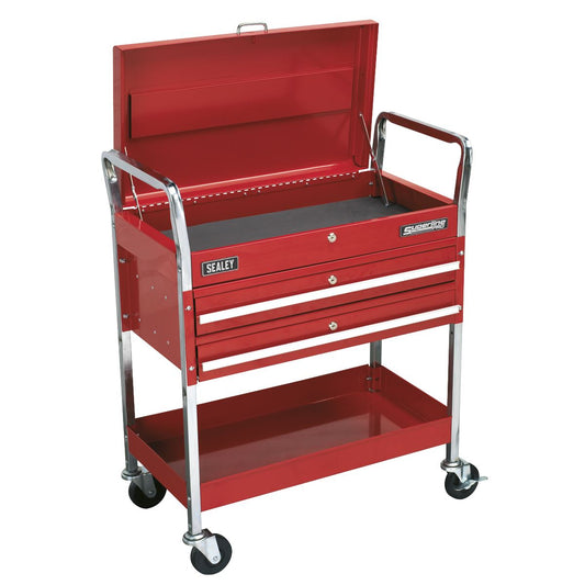 Sealey CX1042D Trolley 2-Level Heavy-Duty with Lockable Top & 2 Drawers