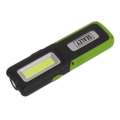 Sealey LED318G Rechargeable Inspection Light 5W COB & 3W SMD LED with Power Bank - Green