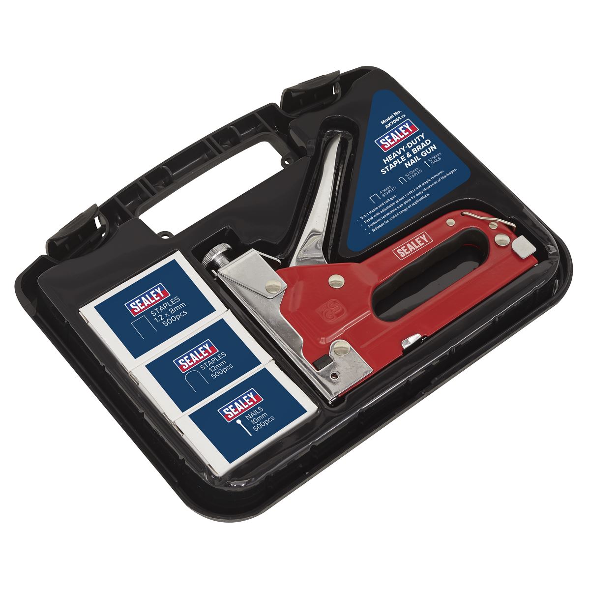 Sealey AK7061 Staple & Brad Nail Gun Heavy-Duty 4-14mm