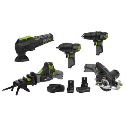 Sealey CP108VCOMBO8 5 x 10.8V SV10.8 Series Cordless Combo Kit - 2 Batteries