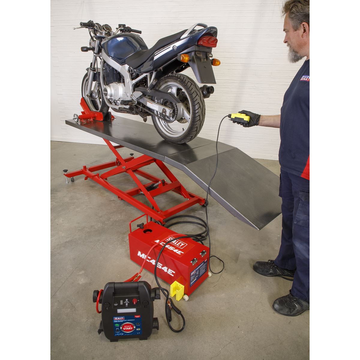 Sealey MC454E 12V Electro/Hydraulic Motorcycle Lift 450kg Capacity-McCormickTools