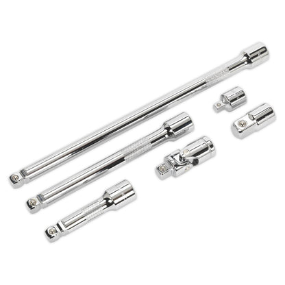 Sealey AK7690 Wobble/Rigid Extension Bar Adaptor & Universal Joint Set 6pc 3/8"Sq Drive