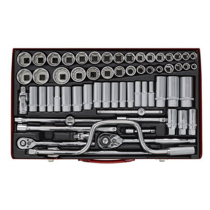 Sealey AK694 Socket Set 64pc 3/8" & 1/2"Sq Drive 6pt WallDrive® - Metric/Imperial