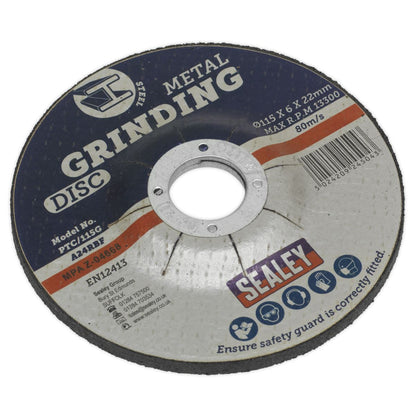 Sealey PTC/115G Grinding Disc Ø115 x 6mm Ø22mm Bore