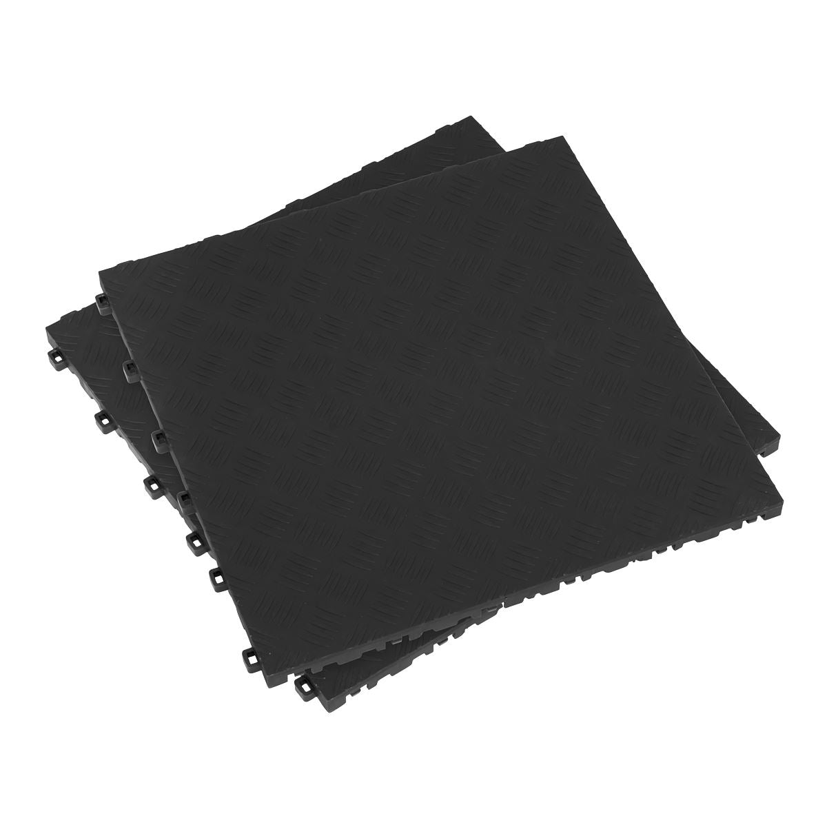 Sealey FT3B Polypropylene Floor Tile 400 x 400mm - Black Treadplate - Pack of 9