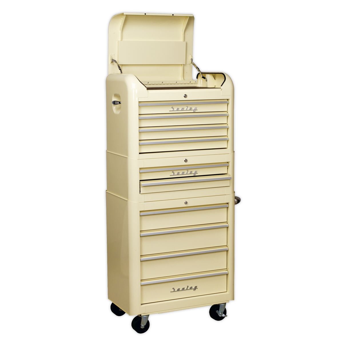 Sealey AP28COMBO2 Retro Style Topchest Mid-Box Tool Chest & Rollcab Combination 10 Drawer Cream