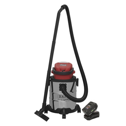 Sealey PC20VCOMBO4 Vacuum Cleaner 20L Wet & Dry Cordless 20V with 4Ah Battery & Charger-McCormickTools