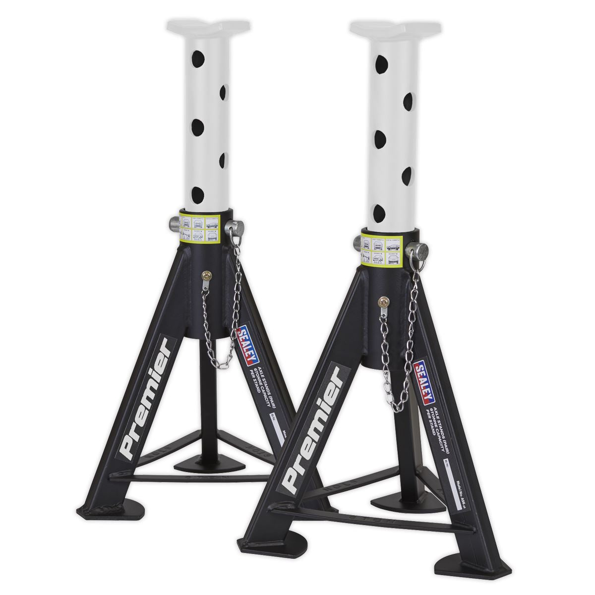 Sealey AS6 Premier Axle Stands (Pair) 6 Tonne Capacity per Stand - White