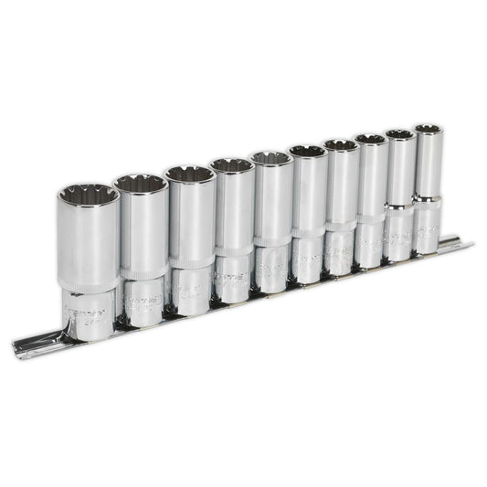 Sealey AK70610D Socket Set 10pc Deep 1/2"Sq Drive Total Drive®