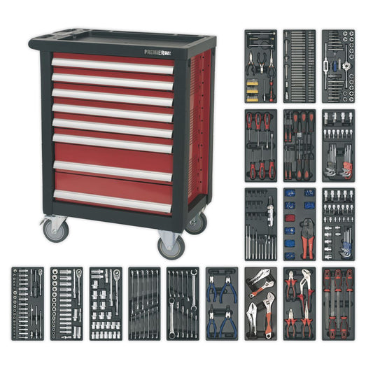 Sealey AP2408TTC08 Rollcab 8 Drawer with Ball-Bearing Slides & 707pc Tool Kit