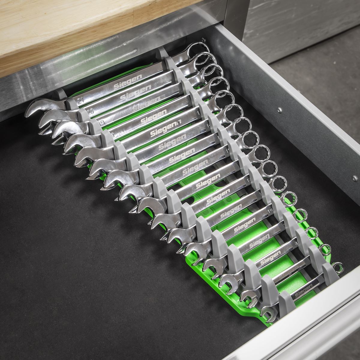 Sealey WR11HV Reversible Spanner Rack 16pc Hi-Vis Green