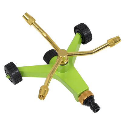 Sealey JS2032 3-Arm Brass Sprinkler with Metal Wheeled Base