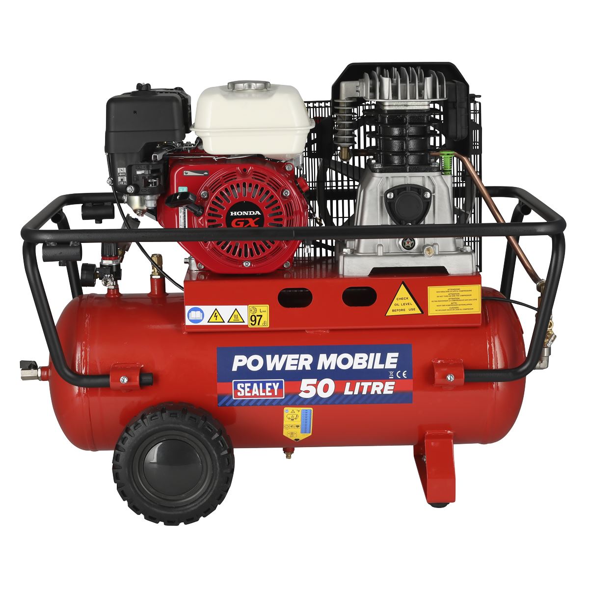 Sealey SA5055 Air Compressor 50L Belt Drive Petrol Engine 5.5hp