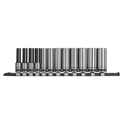 Sealey AK7993 Socket Set Deep 12pc 3/8"Sq Drive Metric - Premier Black