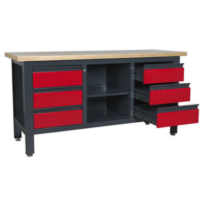 Sealey AP1905D Workstation with 6 Drawers & Open Storage