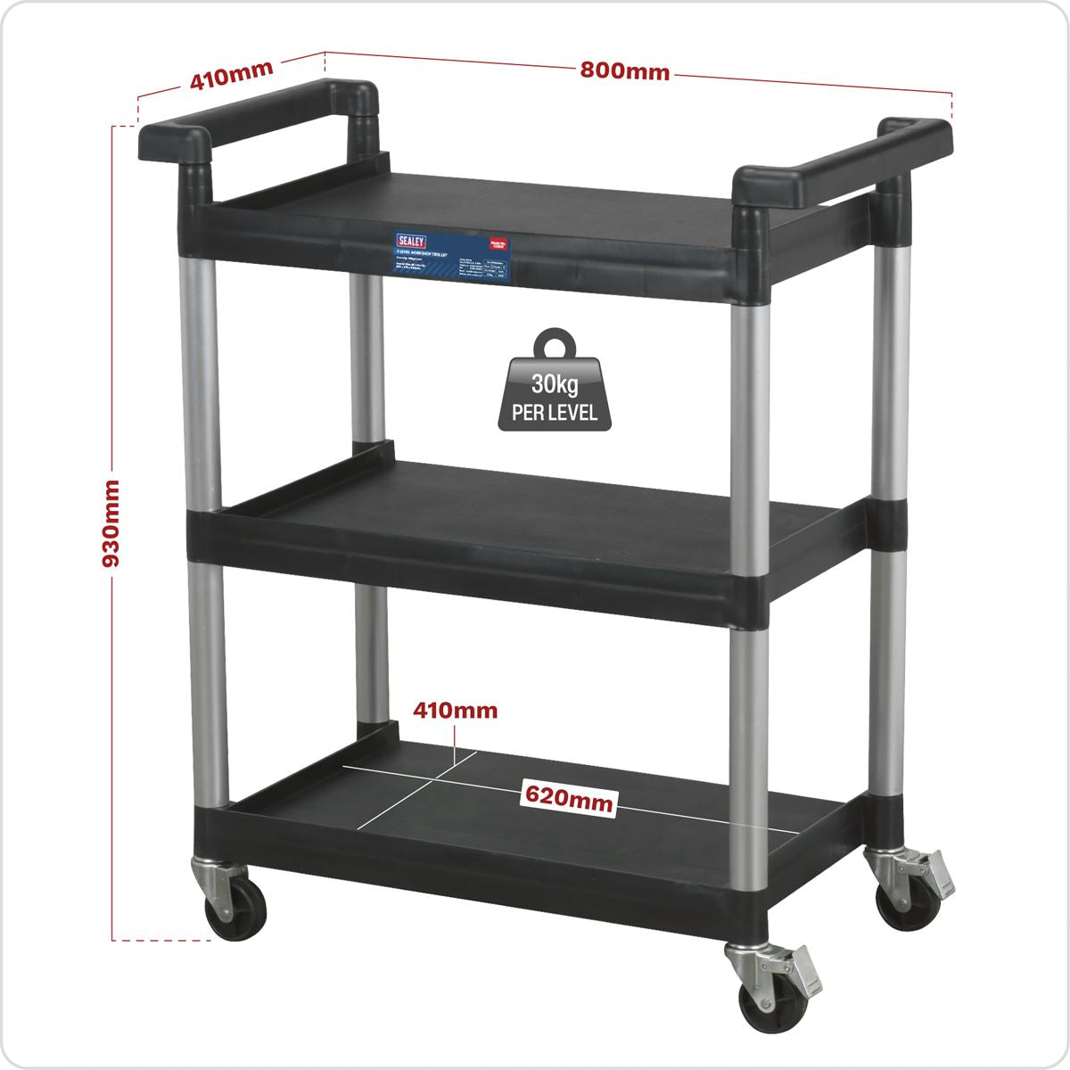 Sealey CX308 Workshop Trolley 3-Level