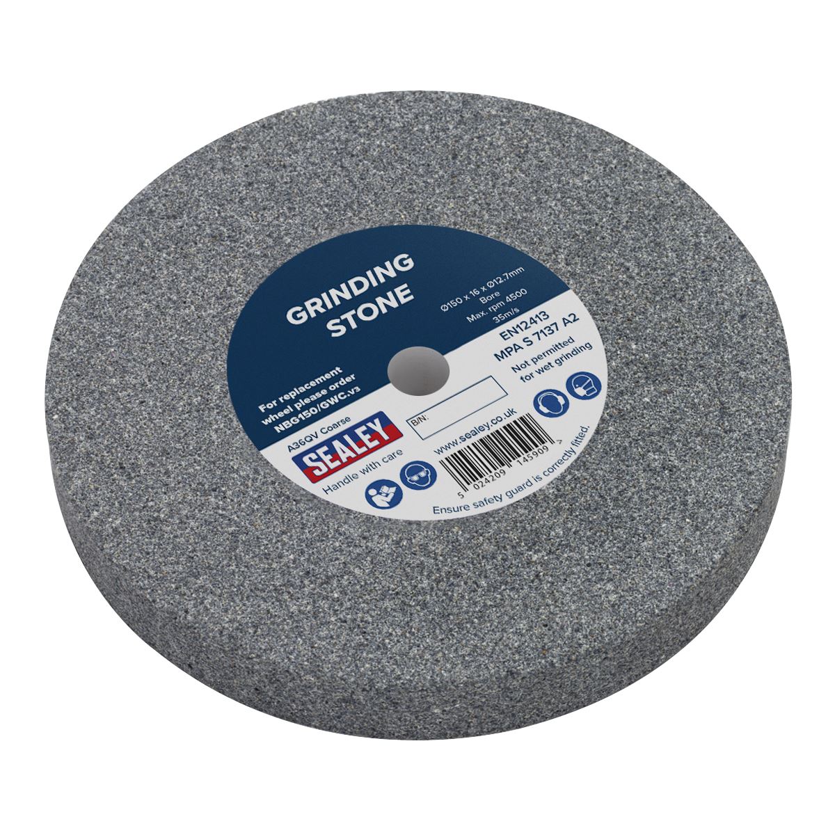 Sealey NBG150/GWC Grinding Stone Ø150 x 16mm Ø13mm Bore A36Q Coarse