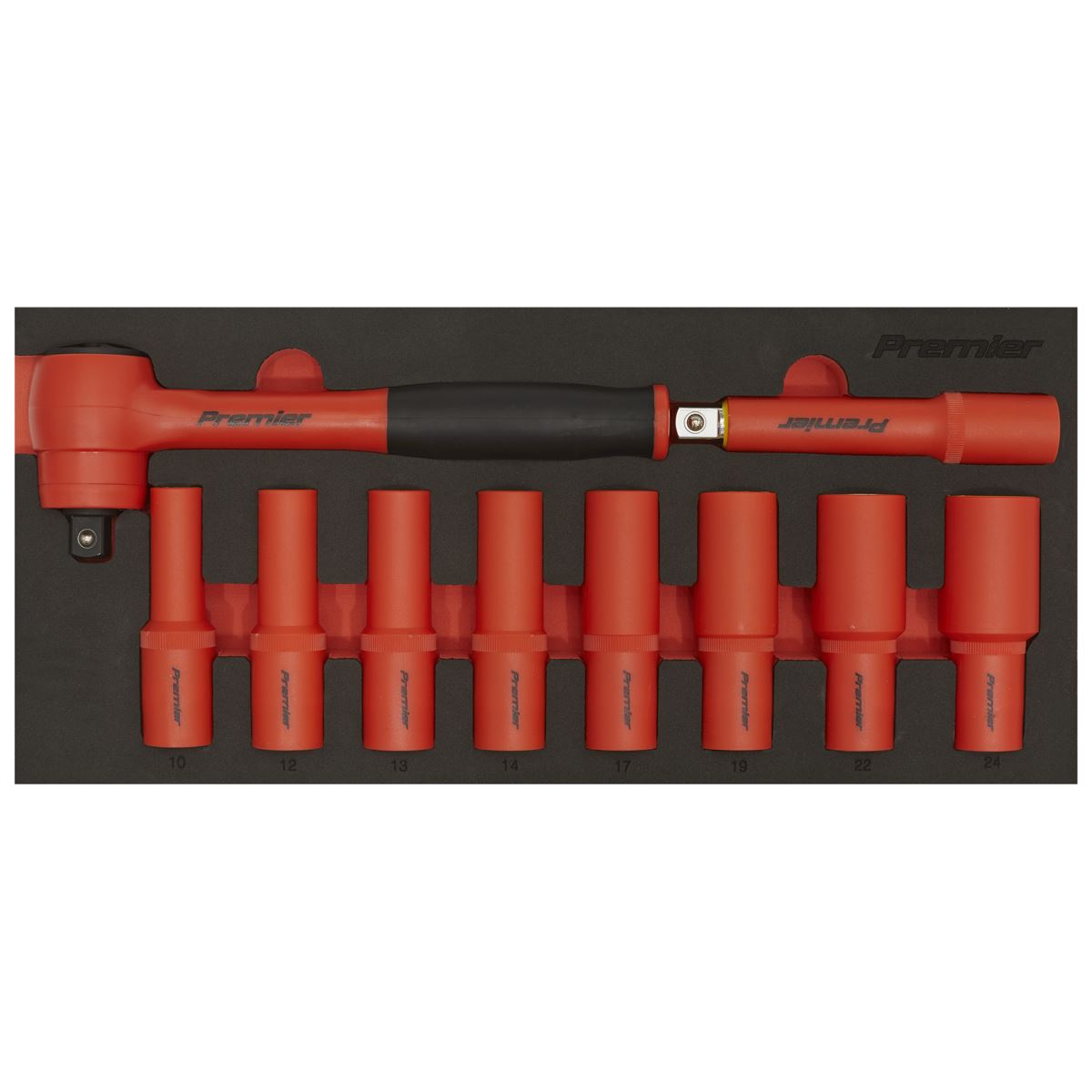 Sealey TBTE11 Insulated Socket Set with Tool Tray 10pc 1/2"Sq Drive - VDE Approved