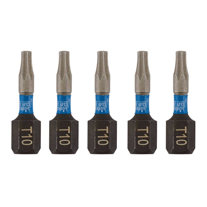 Draper 05491 Expert TX-STAR® Impact Screwdriver Bits T10 x 25mm 1/4" Hex Pack of 5