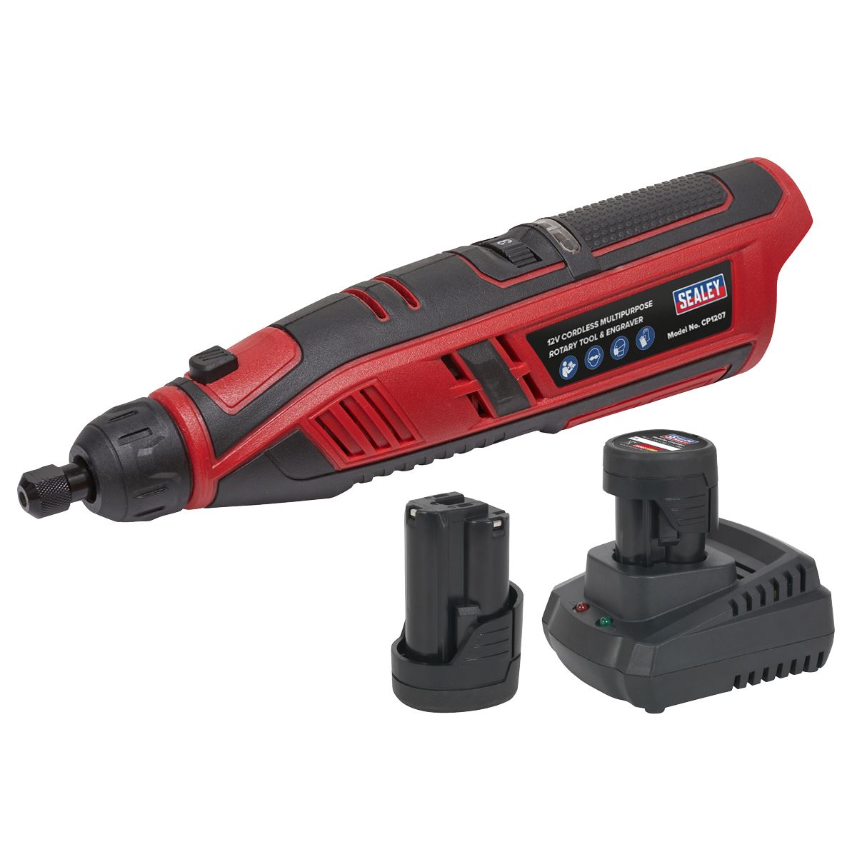 Sealey CP1207KIT Cordless Rotary Tool & Engraver Kit 49pc 12V SV12 Series - 2 Batteries