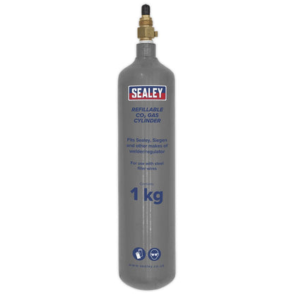 Sealey CO2/1KG Gas Cylinder Refillable Carbon Dioxide 1kg