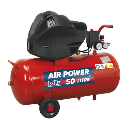 Sealey SAC05030F Air Compressor 50L V-Twin Direct Drive 3hp Oil Free