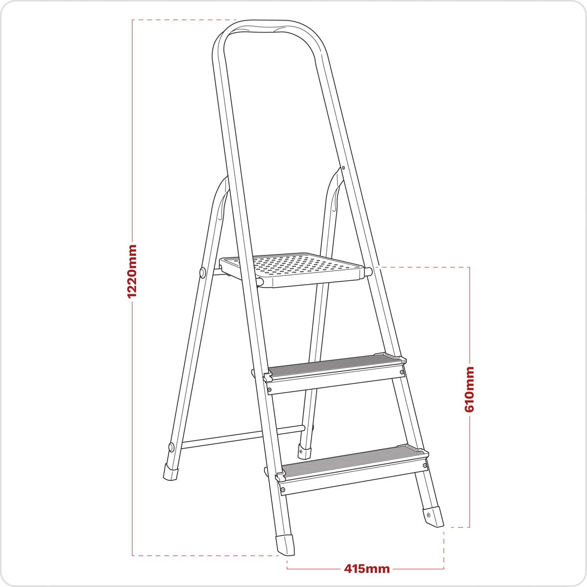 Sealey ASL3S Aluminium Step Ladder 3-Tread EN 131